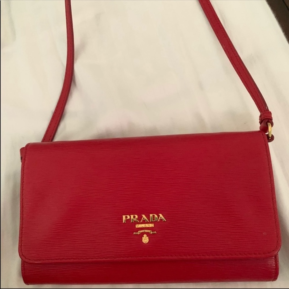 Red Prada crossbody wallet